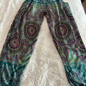 Green and Pink Mandala Harem Pants